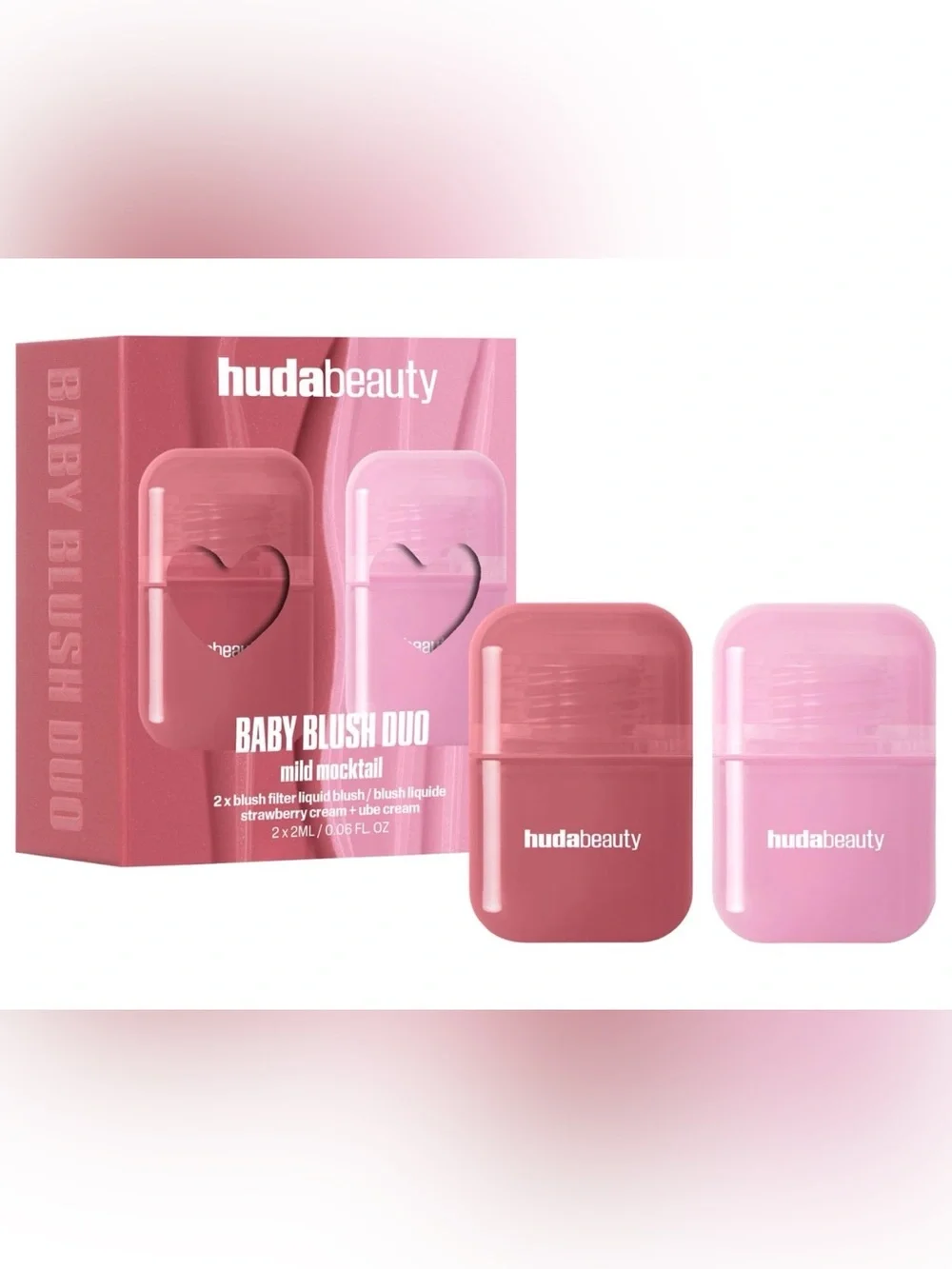 Huda Beauty Baby Blush Duo~Mini Blush Mocktail Duo~Strawberry Cream/Ube Cream